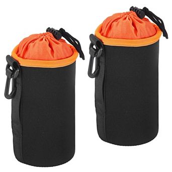 Camera Lens Bag, 2 pc Drawstring Lens Pouch with Thick Protective Neoprene, Lens Case