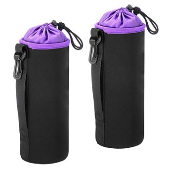 Camera Lens Bag, 2 pc Drawstring Lens Pouch with Thick Protective Neoprene, Lens Case