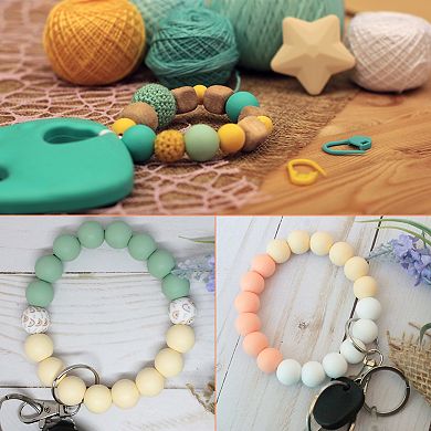 50Pcs 15mm Silicone Beads, Round Loose Rubber Bead Bulk Focal Beads