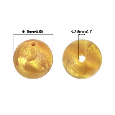 50Pcs 15mm Silicone Beads, Round Loose Rubber Bead Bulk Focal Beads