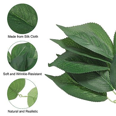 3.15" x 11.02" Artificial Silk Hydrangea Leaf, 40 Pcs Artificial Green Fake Leaves