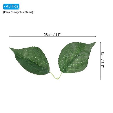 3.15" x 11.02" Artificial Silk Hydrangea Leaf, 40 Pcs Artificial Green Fake Leaves