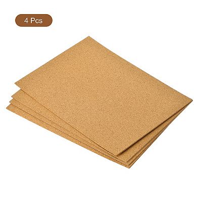 4pcs 8.3" x 11.8" Self Adhesive Cork Sheets 2mm Thick A4 Rectangle Cork Table Mat Cup Coaster Brown