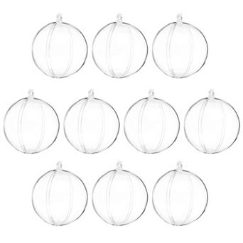 10 pc Clear Fillable Balls Ornament, 2.6 Inch Hanging Plastic Balls Transparent Decor Balls
