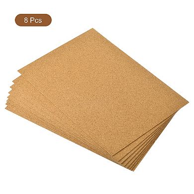8pcs 8.3" x 11.8" Self Adhesive Cork Sheets 1mm Thick A4 Rectangle Cork Table Mat Cup Coaster Brown