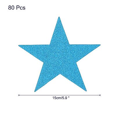 Glitters Star Cutouts Paper Five Star Confetti Cutouts for Birthday Party 5.9" 80Pcs