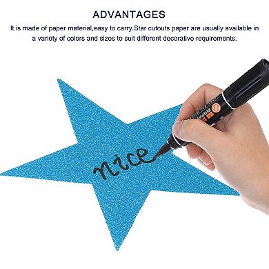 Glitters Star Cutouts Paper Five Star Confetti Cutouts for Birthday Party 5.9" 80Pcs