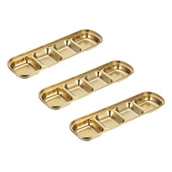 3 Pack Stainless Steel Sauce Dish Dipping Bowls with 4 Compartment Divided