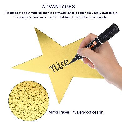 Glitters Star Cutouts Paper Five Star Confetti Cutouts for Birthday Party 5.9 Inches 80Pcs