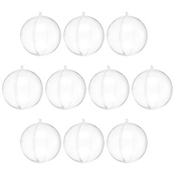 10 pc Clear Fillable Balls Ornament, 3.5 Inch Hanging Plastic Balls Transparent Decor Balls