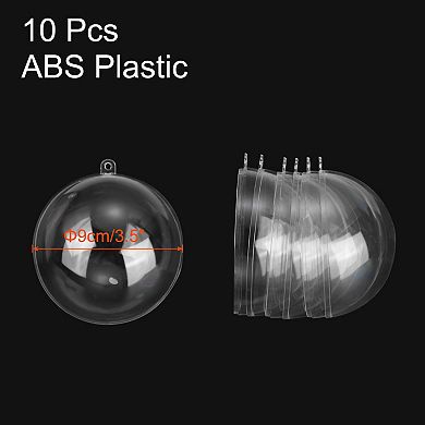 10 Pcs Clear Fillable Balls Ornament, 3.5 Inch Hanging Plastic Balls Transparent Decor Balls