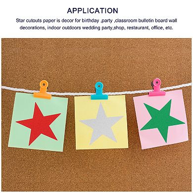 Glitters Star Cutouts Paper Five Star Confetti Cutouts for Birthday Party 5.9" 120Pcs