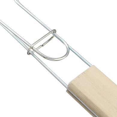 Stainless Steel Fish Grill Basket, 21.46" Long Wooden Handle, BBQ Grilling Roast Basket
