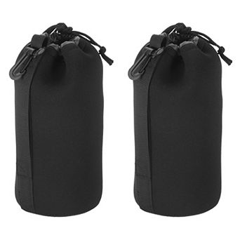 Camera Lens Bag, 2 pc Drawstring Lens Pouch with Thick Protective Neoprene, Lens Case