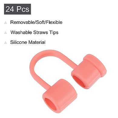 Straw Cover Cap, Silicone Straw Tips Cover Fits 7.5-8mm OD Drinking Straws 24 Pcs