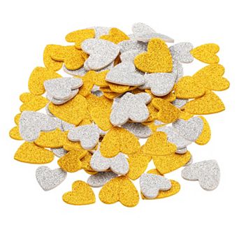 Foam Stickers, 60 pc EVA Self Adhesive Glitters Foam Shape Sticker Craft Supplies Gold Silver Heart