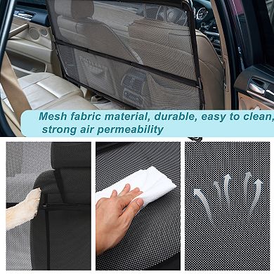 Dog Car Net Barrier, Escape-Proof, Car Divider for 2nd 3rd Row Seats Cargo Area Black