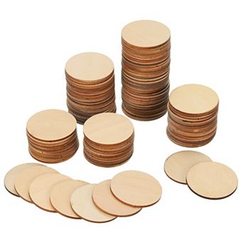 2 Inch Unfinished Round Wood Slices, 100 Pack Blank Wooden Discs Circles Cutouts
