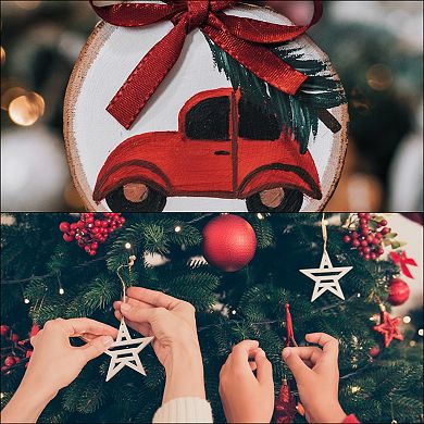 2 Inch Unfinished Round Wood Slices, 100 Pack Blank Wooden Discs Circles Cutouts