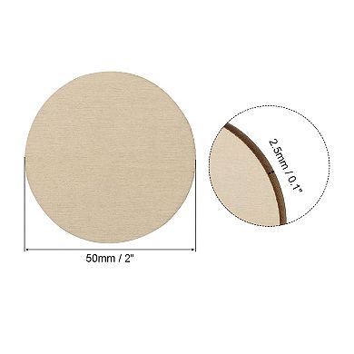 2 Inch Unfinished Round Wood Slices, 100 Pack Blank Wooden Discs Circles Cutouts