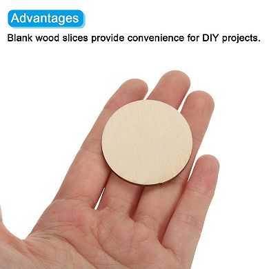 2 Inch Unfinished Round Wood Slices, 100 Pack Blank Wooden Discs Circles Cutouts