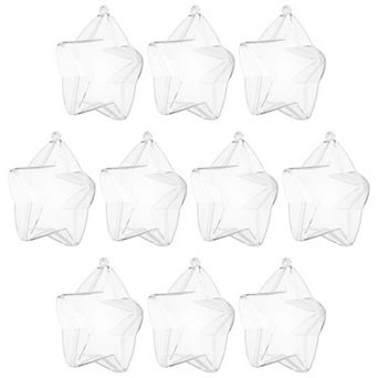 10 pc Clear Star Ornament, 2.8 Inch Hanging Plastic Balls Transparent Star Shaped Decor