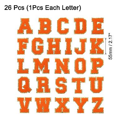 26pcs Glitters Chenille Letter Patches 2.17" Chenille Iron-On Letter Patches Applique for Clothing