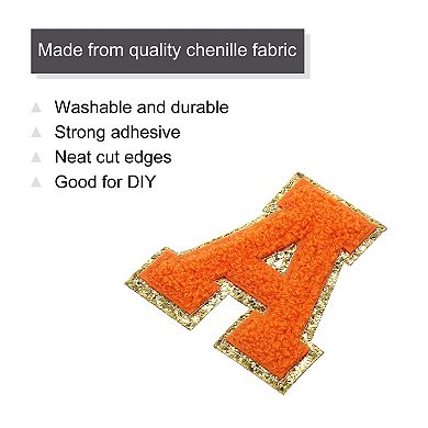 26pcs Glitters Chenille Letter Patches 2.17" Chenille Iron-On Letter Patches Applique for Clothing