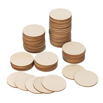 2.4 Inch Unfinished Round Wood Slices, 100 Pack Blank Wooden Discs Circles Cutouts