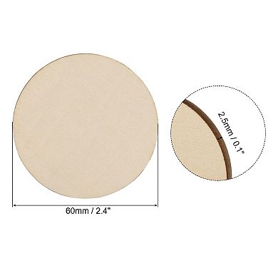 2.4 Inch Unfinished Round Wood Slices, 100 Pack Blank Wooden Discs Circles Cutouts