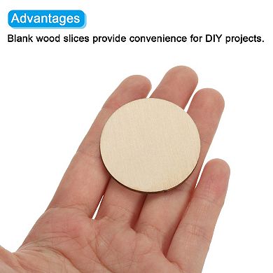 2.4 Inch Unfinished Round Wood Slices, 100 Pack Blank Wooden Discs Circles Cutouts