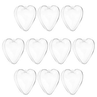 10 pc Clear Heart Ornament, 3.9 Inch Hanging Plastic Balls Transparent Heart Shaped Decor