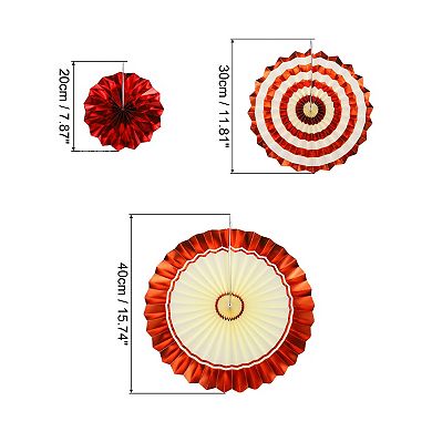 Hanging Paper Fans Party Set 6 Pcs Round Pattern Hanging Paper Fans Decoration