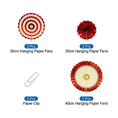 Hanging Paper Fans Party Set 6 Pcs Round Pattern Hanging Paper Fans Decoration