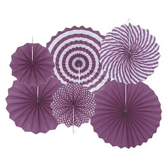Hanging Paper Fans Party Set 6 pc Round Pattern Hanging Paper Fans Decoration