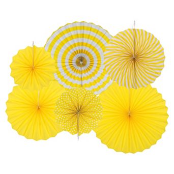 Hanging Paper Fans Party Set 6 pc Round Pattern Hanging Paper Fans Decoration