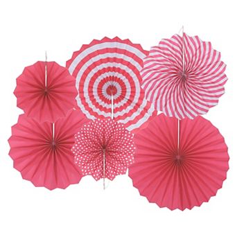 Hanging Paper Fans Party Set 12 pc Round Pattern Hanging Paper Fans Decoration for Home, Shop Wall