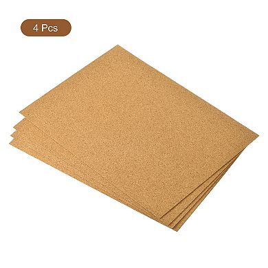 4pcs 8.3" x 11.8" Self Adhesive Cork Sheets 1mm Thick A4 Rectangle Cork Table Mat Cup Coaster Brown