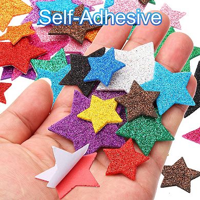 Foam Stickers, 60Pcs EVA Self Adhesive Glitters Foam Shape Sticker Craft Supplies Multicolor