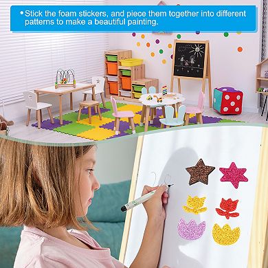 Foam Stickers, 60Pcs EVA Self Adhesive Glitters Foam Shape Sticker Craft Supplies Multicolor