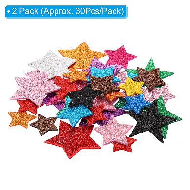 Foam Stickers, 60Pcs EVA Self Adhesive Glitters Foam Shape Sticker Craft Supplies Multicolor