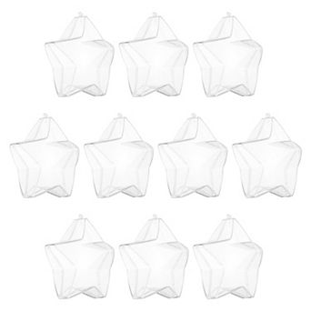 10 pc Clear Star Ornament, 4.7 Inch Hanging Plastic Balls Transparent Star Shaped Decor