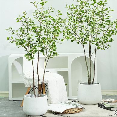 5FT Large Artificial Ficus Tree, Realistic Ficus Tree with Lifelike Leaves and Trunk