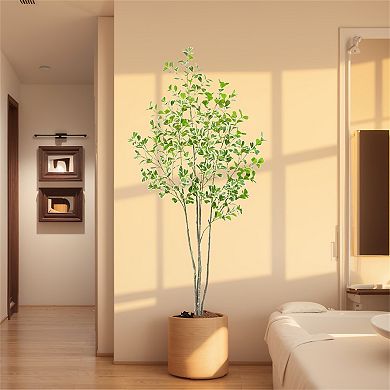 5FT Large Artificial Ficus Tree, Realistic Ficus Tree with Lifelike Leaves and Trunk