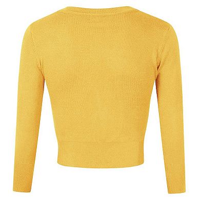 Womens 3/4 Sleeve Cropped Cardigan Sweaters Open Front Knit Short Bolero Shrugs