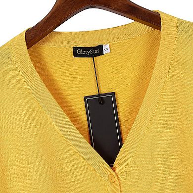 Womens 3/4 Sleeve Cropped Cardigan Sweaters Open Front Knit Short Bolero Shrugs