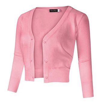 Womens 3/4 Sleeve Cropped Cardigan Sweaters Open Front Knit Short Bolero Shrugs