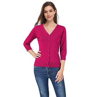 Women's Cardigan Sweaters Fall Cropped Open Front Button V Neck Lightweight Cardigans Knit