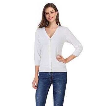Women's Cardigan Sweaters Fall Cropped Open Front Button V Neck Lightweight Cardigans Knit