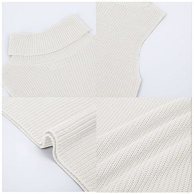 Womens Sleeveless Sweater Vest Turtleneck Ribbed Knit Tank Tops Basic Slim Fit Top